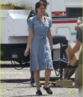 EXCLUSIVE: Jennifer Lawrence, on the set of The Hunger Games, in costume dressed as Katniss Everdeen.
