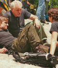 Gary Ross dirigindo Jennifer Lawrence e Josh Hutcherson em Jogos Vorazes