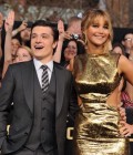 Josh Hutcherson e Jennifer Lawrence na premiere mundial de Jogos Vorazes