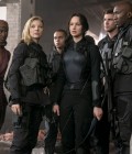 Katniss, Cressida, Boggs, Paylor, Gale e Messalla em A Esperança: Parte 1